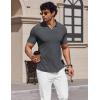 image:imageCOOFANDY Mens Muscle V Neck Polo Shirts Stretch Short Sleeve Golf TShirts Ribbed Knit Soft TeesDark Grey