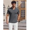 image:imageCOOFANDY Mens Muscle V Neck Polo Shirts Stretch Short Sleeve Golf TShirts Ribbed Knit Soft TeesDark Grey