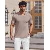 image:imageCOOFANDY Mens Muscle V Neck Polo Shirts Stretch Short Sleeve Golf TShirts Ribbed Knit Soft TeesKhaki