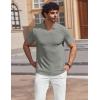 image:imageCOOFANDY Mens Muscle V Neck Polo Shirts Stretch Short Sleeve Golf TShirts Ribbed Knit Soft TeesLight Green