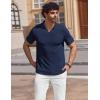 image:imageCOOFANDY Mens Muscle V Neck Polo Shirts Stretch Short Sleeve Golf TShirts Ribbed Knit Soft TeesNavy Blue