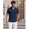 image:imageCOOFANDY Mens Muscle V Neck Polo Shirts Stretch Short Sleeve Golf TShirts Ribbed Knit Soft TeesNavy Blue