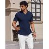 image:imageCOOFANDY Mens Muscle V Neck Polo Shirts Stretch Short Sleeve Golf TShirts Ribbed Knit Soft TeesNavy Blue