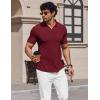 image:imageCOOFANDY Mens Muscle V Neck Polo Shirts Stretch Short Sleeve Golf TShirts Ribbed Knit Soft TeesWine Red