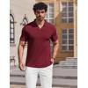 image:imageCOOFANDY Mens Muscle V Neck Polo Shirts Stretch Short Sleeve Golf TShirts Ribbed Knit Soft TeesWine Red
