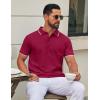 image:imageCOOFANDY Mens Polo Shirts Classic Short Sleeve Polo T Shirts Cotton Pique Casual Summer Fashion Golf ShirtDark Red