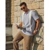 image:imageCOOFANDY Mens Polo Shirts Short Sleeve Casual Knit Textured Polo Shirt Summer Collared TShirtLight Grey