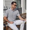 image:imageCOOFANDY Mens Polo Shirts Short Sleeve Casual Knit Textured Polo Shirt Summer Collared TShirtLight Grey
