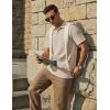 image:imageCOOFANDY Mens Polo Shirts Short Sleeve Casual Knit Textured Polo Shirt Summer Collared TShirtLight Khaki