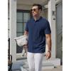 image:imageCOOFANDY Mens Polo Shirts Short Sleeve Casual Knit Textured Polo Shirt Summer Collared TShirtNavy Blue