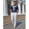 image:imageCOOFANDY Mens Polo Shirts Short Sleeve Casual Knit Textured Polo Shirt Summer Collared TShirtNavy Blue