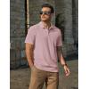 image:imageCOOFANDY Mens Polo Shirts Short Sleeve Casual Knit Textured Polo Shirt Summer Collared TShirtPink