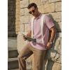 image:imageCOOFANDY Mens Polo Shirts Short Sleeve Casual Knit Textured Polo Shirt Summer Collared TShirtPink