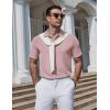 image:imageCOOFANDY Mens Polo Shirts Short Sleeve Casual Knit Textured Polo Shirt Summer Collared TShirtPink
