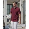 image:imageCOOFANDY Mens Polo Shirts Short Sleeve Casual Knit Textured Polo Shirt Summer Collared TShirtWine Red