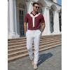 image:imageCOOFANDY Mens Polo Shirts Short Sleeve Casual Knit Textured Polo Shirt Summer Collared TShirtWine Red