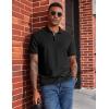 image:imageCOOFANDY Mens Polo Shirts Short Sleeve Cotton Pique Casual Button T Shirts Classic Fit Collared Golf ShirtsBlack