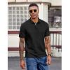 image:imageCOOFANDY Mens Polo Shirts Short Sleeve Cotton Pique Casual Button T Shirts Classic Fit Collared Golf ShirtsBlack