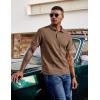 image:imageCOOFANDY Mens Polo Shirts Short Sleeve Cotton Pique Casual Button T Shirts Classic Fit Collared Golf ShirtsBrown