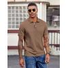 image:imageCOOFANDY Mens Polo Shirts Short Sleeve Cotton Pique Casual Button T Shirts Classic Fit Collared Golf ShirtsBrown