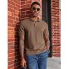 image:imageCOOFANDY Mens Polo Shirts Short Sleeve Cotton Pique Casual Button T Shirts Classic Fit Collared Golf ShirtsBrown