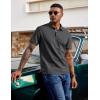 image:imageCOOFANDY Mens Polo Shirts Short Sleeve Cotton Pique Casual Button T Shirts Classic Fit Collared Golf ShirtsDark Gray