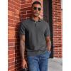 image:imageCOOFANDY Mens Polo Shirts Short Sleeve Cotton Pique Casual Button T Shirts Classic Fit Collared Golf ShirtsDark Gray