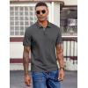 image:imageCOOFANDY Mens Polo Shirts Short Sleeve Cotton Pique Casual Button T Shirts Classic Fit Collared Golf ShirtsDark Gray