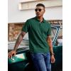 image:imageCOOFANDY Mens Polo Shirts Short Sleeve Cotton Pique Casual Button T Shirts Classic Fit Collared Golf ShirtsGreen