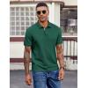 image:imageCOOFANDY Mens Polo Shirts Short Sleeve Cotton Pique Casual Button T Shirts Classic Fit Collared Golf ShirtsGreen