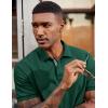 image:imageCOOFANDY Mens Polo Shirts Short Sleeve Cotton Pique Casual Button T Shirts Classic Fit Collared Golf ShirtsGreen