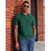image:imageCOOFANDY Mens Polo Shirts Short Sleeve Cotton Pique Casual Button T Shirts Classic Fit Collared Golf ShirtsGreen