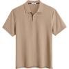 image:imageCOOFANDY Mens Polo Shirts Short Sleeve Cotton Pique Casual Button T Shirts Classic Fit Collared Golf ShirtsKhaki