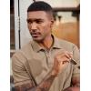image:imageCOOFANDY Mens Polo Shirts Short Sleeve Cotton Pique Casual Button T Shirts Classic Fit Collared Golf ShirtsKhaki