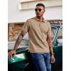 image:imageCOOFANDY Mens Polo Shirts Short Sleeve Cotton Pique Casual Button T Shirts Classic Fit Collared Golf ShirtsKhaki