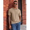 image:imageCOOFANDY Mens Polo Shirts Short Sleeve Cotton Pique Casual Button T Shirts Classic Fit Collared Golf ShirtsKhaki