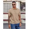image:imageCOOFANDY Mens Polo Shirts Short Sleeve Cotton Pique Casual Button T Shirts Classic Fit Collared Golf ShirtsKhaki