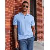image:imageCOOFANDY Mens Polo Shirts Short Sleeve Cotton Pique Casual Button T Shirts Classic Fit Collared Golf ShirtsLight Blue