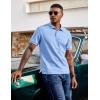 image:imageCOOFANDY Mens Polo Shirts Short Sleeve Cotton Pique Casual Button T Shirts Classic Fit Collared Golf ShirtsLight Blue