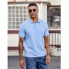 image:imageCOOFANDY Mens Polo Shirts Short Sleeve Cotton Pique Casual Button T Shirts Classic Fit Collared Golf ShirtsLight Blue