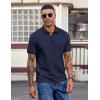 image:imageCOOFANDY Mens Polo Shirts Short Sleeve Cotton Pique Casual Button T Shirts Classic Fit Collared Golf ShirtsNavy Blue