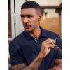 image:imageCOOFANDY Mens Polo Shirts Short Sleeve Cotton Pique Casual Button T Shirts Classic Fit Collared Golf ShirtsNavy Blue