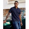 image:imageCOOFANDY Mens Polo Shirts Short Sleeve Cotton Pique Casual Button T Shirts Classic Fit Collared Golf ShirtsNavy Blue