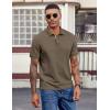 image:imageCOOFANDY Mens Polo Shirts Short Sleeve Cotton Pique Casual Button T Shirts Classic Fit Collared Golf ShirtsOlive Green