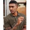 image:imageCOOFANDY Mens Polo Shirts Short Sleeve Cotton Pique Casual Button T Shirts Classic Fit Collared Golf ShirtsOlive Green