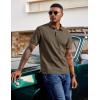 image:imageCOOFANDY Mens Polo Shirts Short Sleeve Cotton Pique Casual Button T Shirts Classic Fit Collared Golf ShirtsOlive Green