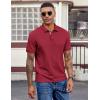 image:imageCOOFANDY Mens Polo Shirts Short Sleeve Cotton Pique Casual Button T Shirts Classic Fit Collared Golf ShirtsRed