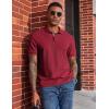 image:imageCOOFANDY Mens Polo Shirts Short Sleeve Cotton Pique Casual Button T Shirts Classic Fit Collared Golf ShirtsRed