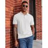 image:imageCOOFANDY Mens Polo Shirts Short Sleeve Cotton Pique Casual Button T Shirts Classic Fit Collared Golf ShirtsWhite