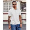 image:imageCOOFANDY Mens Polo Shirts Short Sleeve Cotton Pique Casual Button T Shirts Classic Fit Collared Golf ShirtsWhite